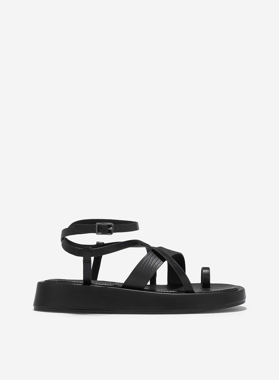 Flatform Thong Sandals - SDL 0346 - Black - vascara.com