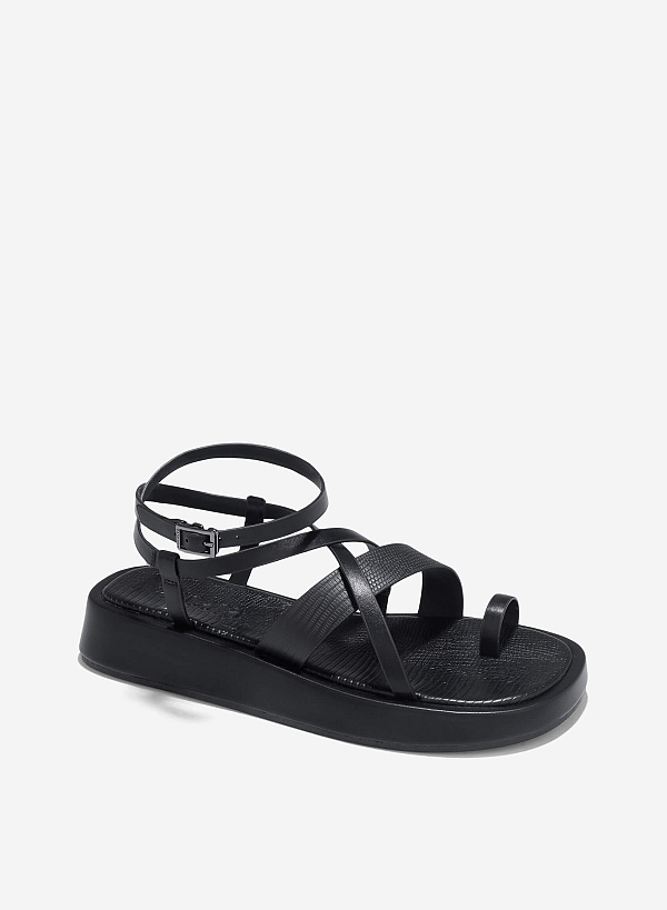 Flatform Thong Sandals - SDL 0346 - Black - VASCARA