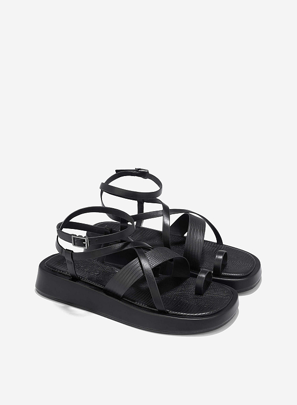 Flatform Thong Sandals - SDL 0346 - Black - VASCARA