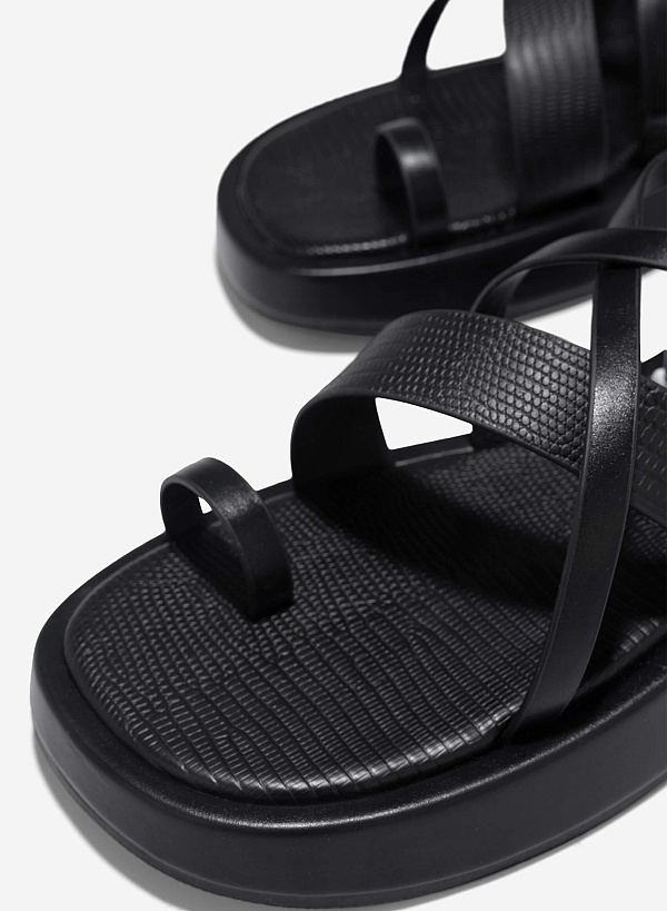 Flatform Thong Sandals - SDL 0346 - Black - VASCARA