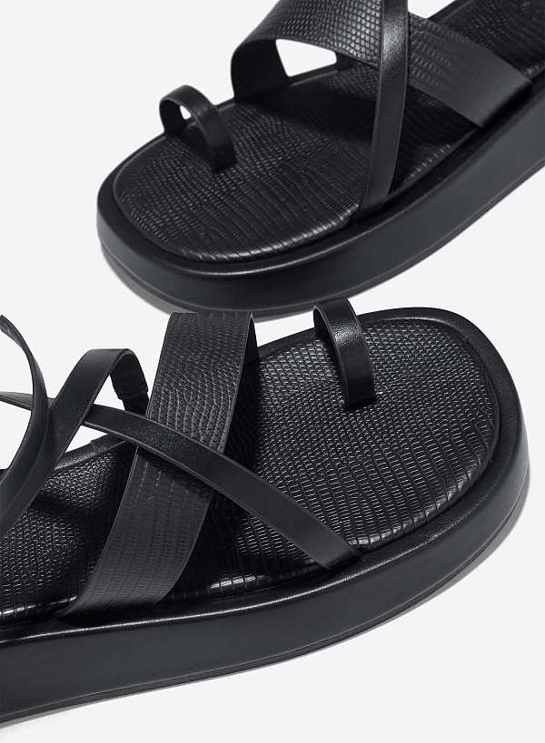 Flatform Thong Sandals - SDL 0346 - Black - VASCARA