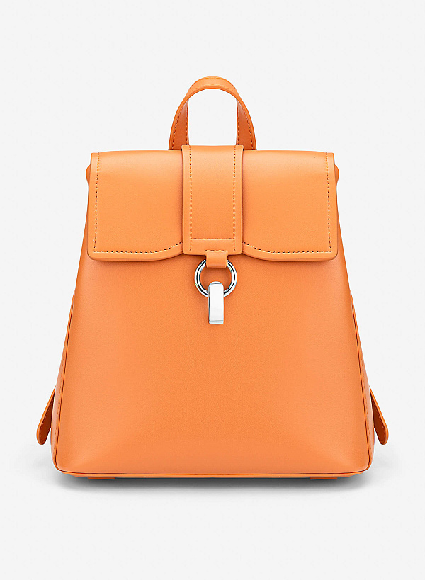 View more item Fold-Over Lock Décor Backpack - BAK 0223 - Light Orange