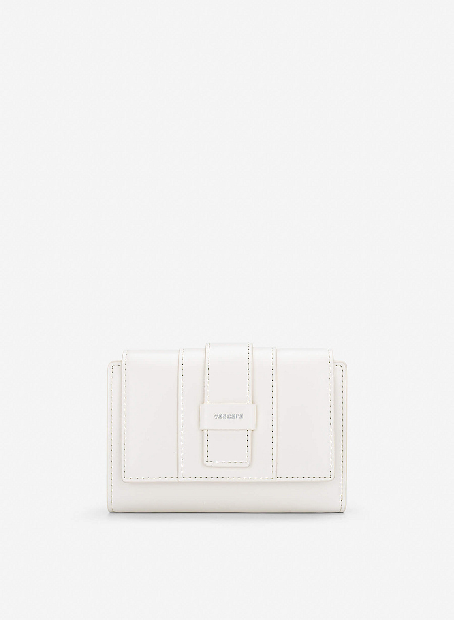 Fold-Over Lock Flat Mini Wallet - WLL 0324 - Cream - vascara.com