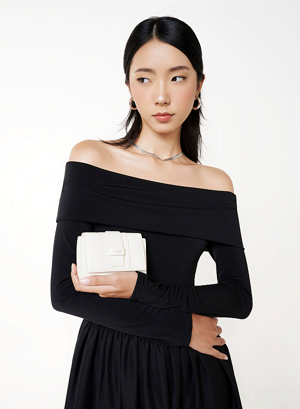 View more item Fold-Over Lock Flat Mini Wallet - WLL 0324 - Cream