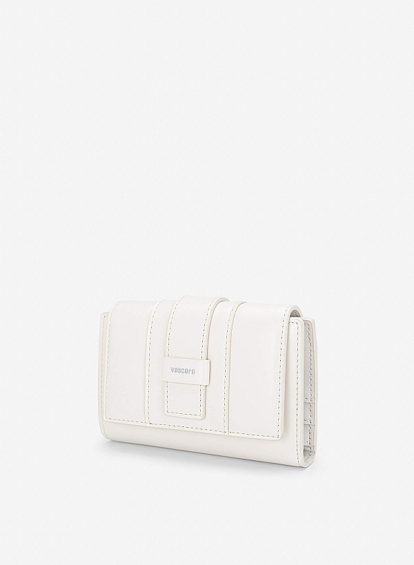 Fold-Over Lock Flat Mini Wallet - WLL 0324 - Cream - VASCARA