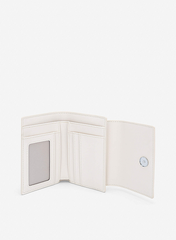 Fold-Over Lock Flat Mini Wallet - WLL 0324 - Cream - VASCARA