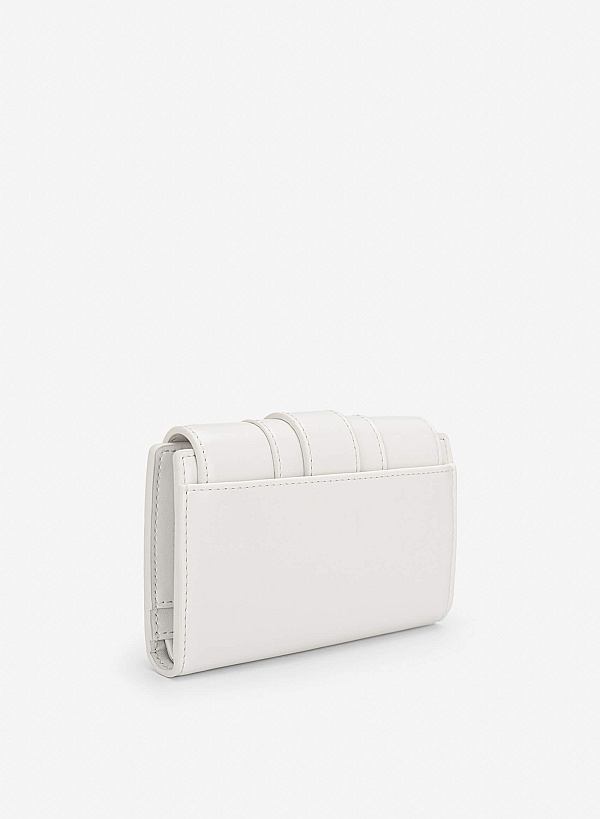 Fold-Over Lock Flat Mini Wallet - WLL 0324 - Cream - VASCARA