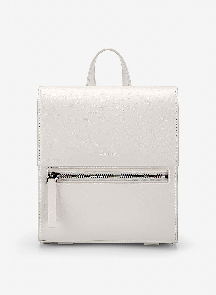 Fold-Over Textured Mini Backpack - BAK 0224 - Cream - vascara.com
