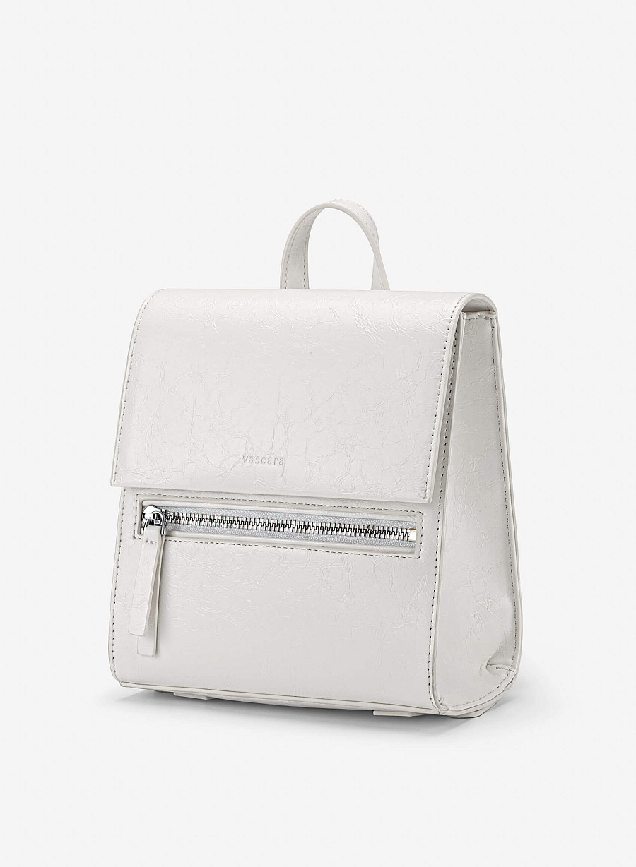 Fold-Over Textured Mini Backpack - BAK 0224 - Cream - vascara.com