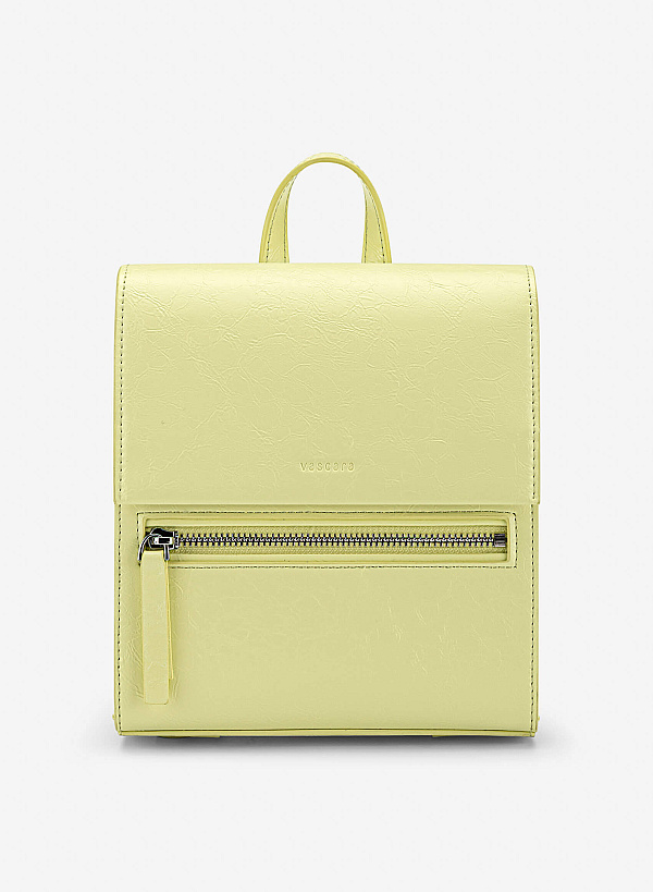 View more item Fold-Over Textured Mini Backpack - BAK 0224 - Light Green