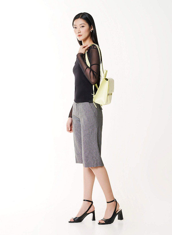 Fold-Over Textured Mini Backpack - BAK 0224 - Light Green - VASCARA