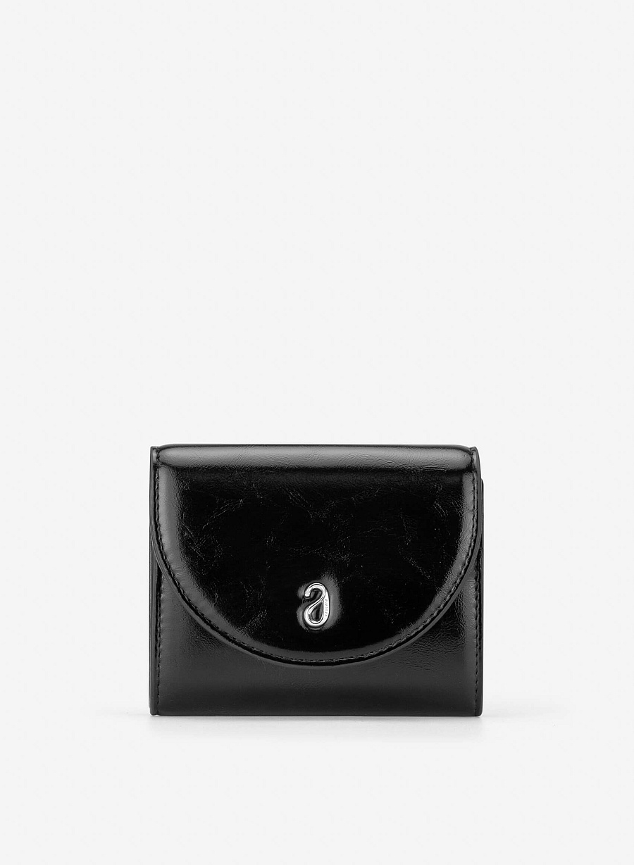 Half-moon Fold Flap Mini Wallet - WLL 0323 - Black - vascara.com