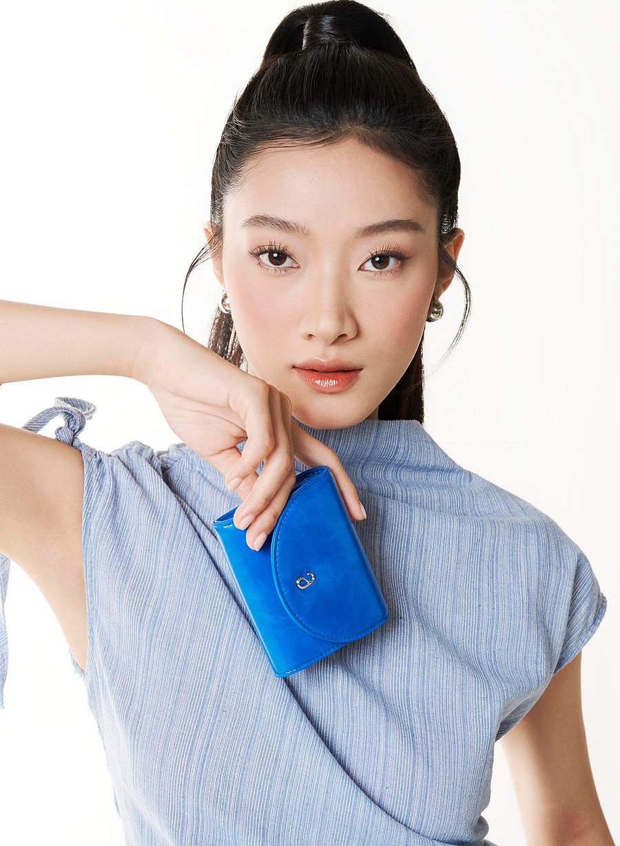 Half-moon Fold Flap Mini Wallet - WLL 0323 - Blue - vascara.com