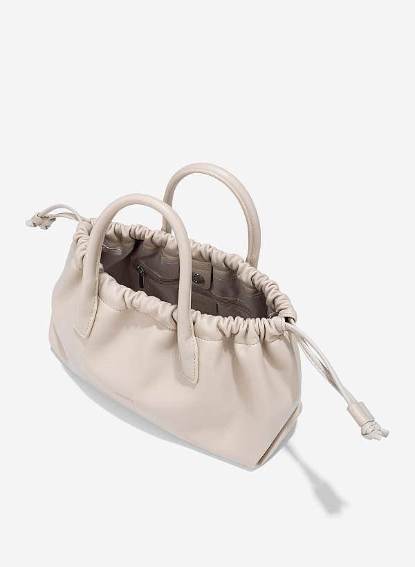 Handbag with DrawString - TTE 0186 - Cream - VASCARA