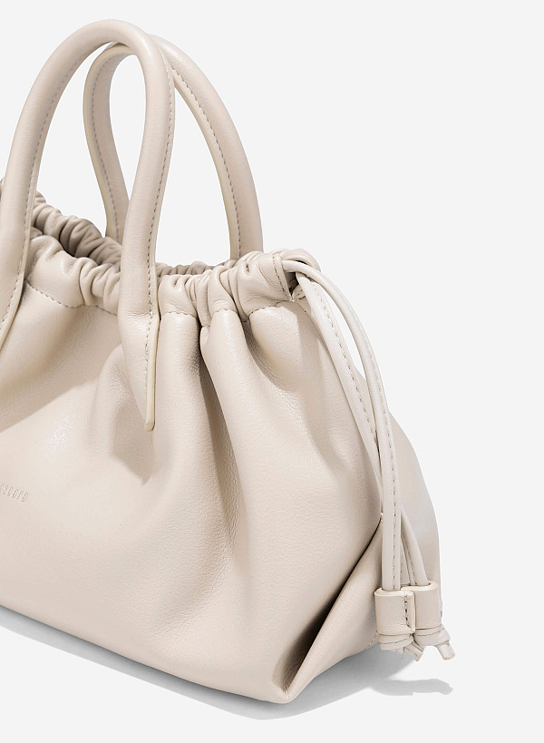Handbag with DrawString - TTE 0186 - Cream - VASCARA