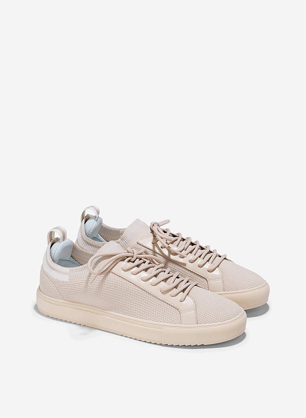 Knit Fabric Sneakers - SNE 0068 - Beige - VASCARA
