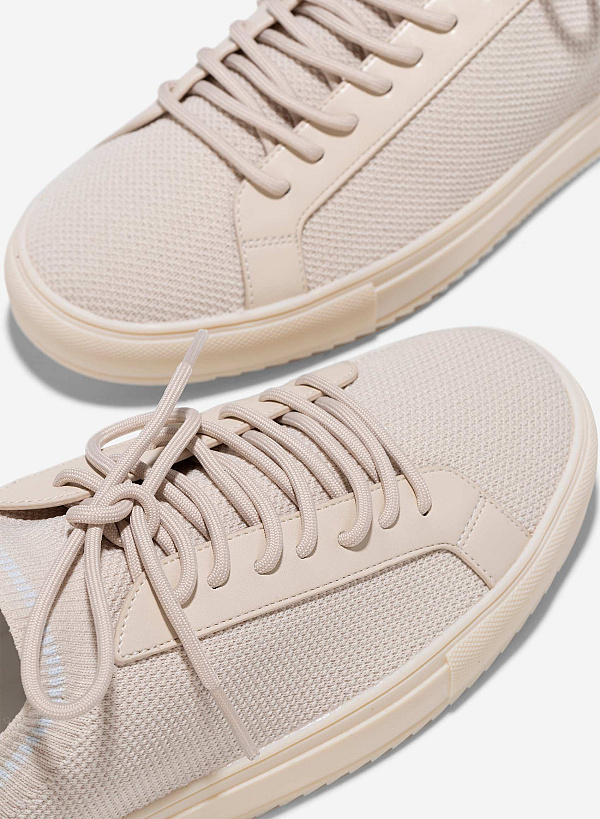 Knit Fabric Sneakers - SNE 0068 - Beige - VASCARA