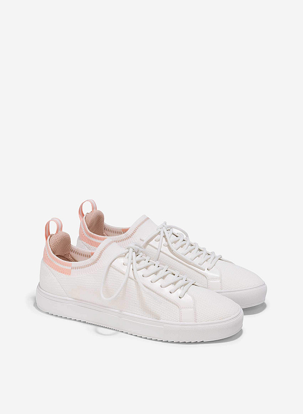 Knit Fabric Sneakers - SNE 0068 - White - VASCARA