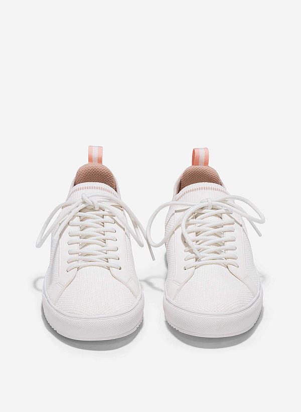 Knit Fabric Sneakers - SNE 0068 - White - VASCARA
