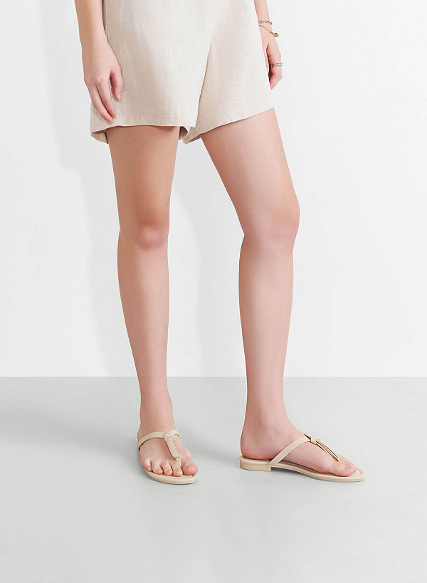 Knotted Thong Sandals - FLI 0200 - Cream - VASCARA