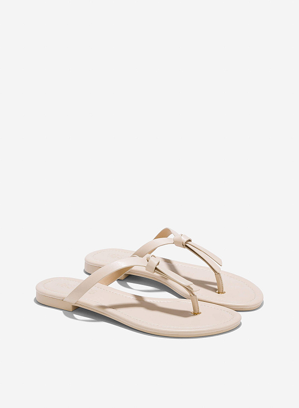 Knotted Thong Sandals - FLI 0200 - Cream - VASCARA
