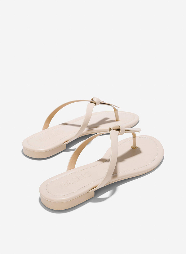 Knotted Thong Sandals - FLI 0200 - Cream - VASCARA