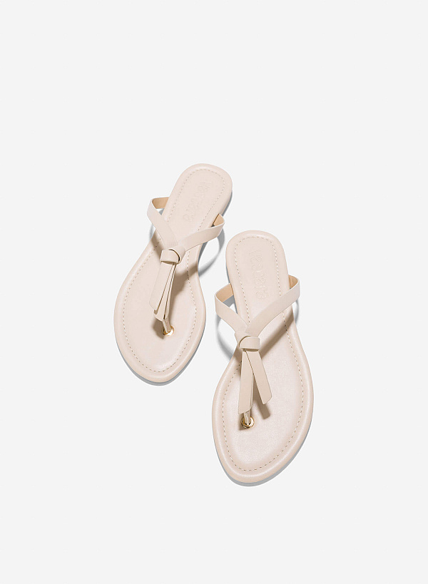 Knotted Thong Sandals - FLI 0200 - Cream - VASCARA