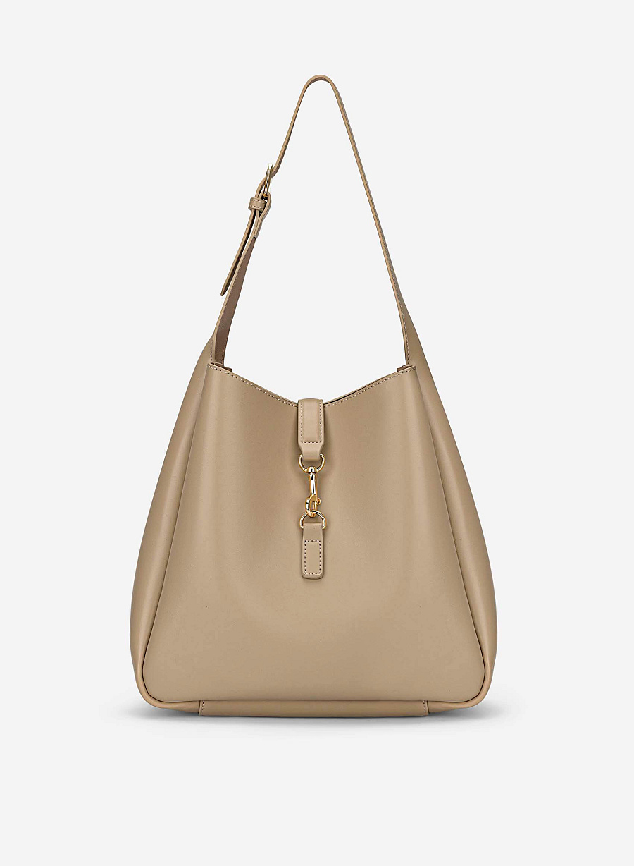Lasp Lock Soft Shoulder Bag - TTE 0191 - Beige - vascara.com