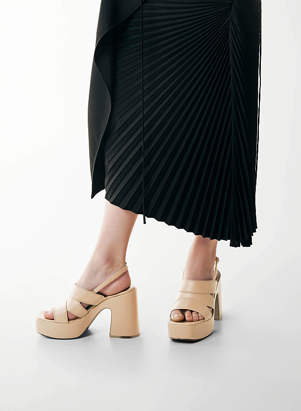 Layered Platform Sandals - PUM 0801 - Beige - VASCARA