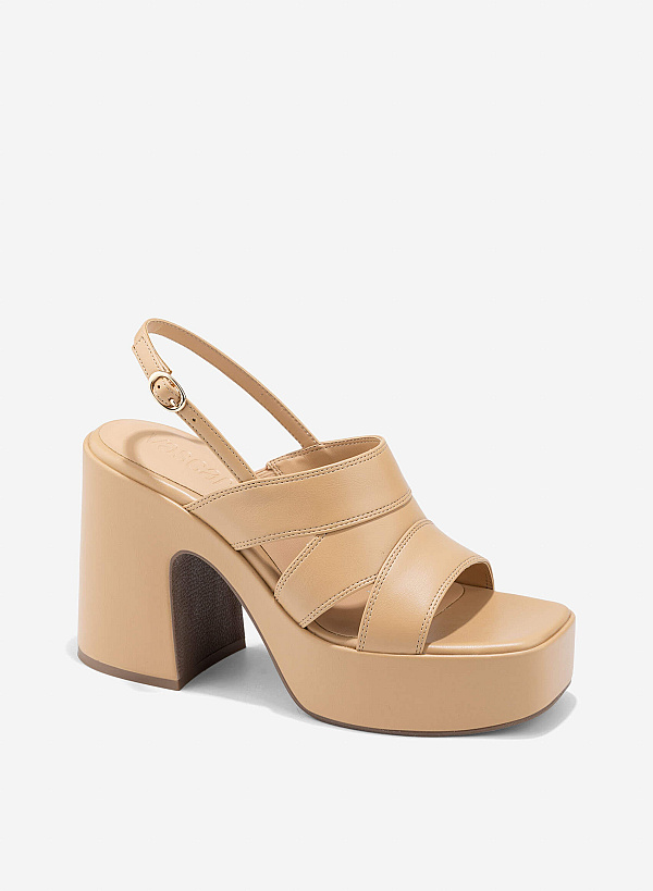 Layered Platform Sandals - PUM 0801 - Beige - VASCARA