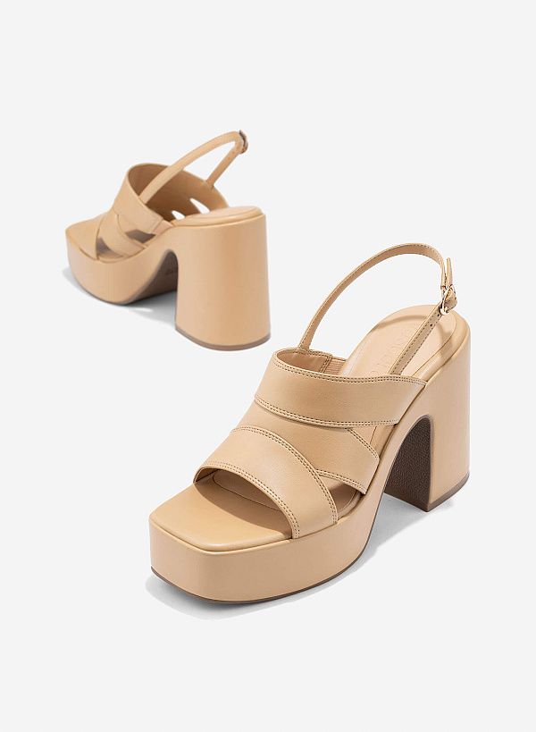 Layered Platform Sandals - PUM 0801 - Beige - VASCARA