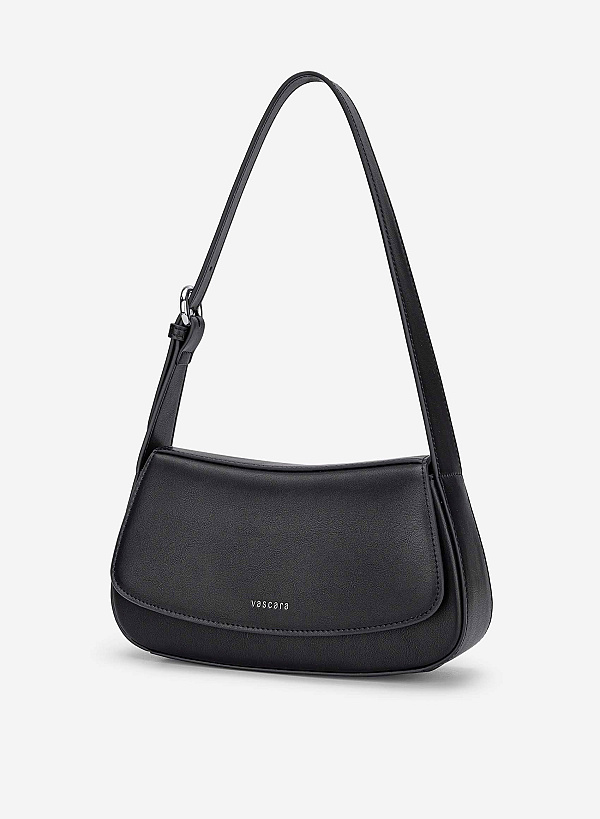 Leather Hobo Shoulder Bag - SAC 0338 - Black - VASCARA