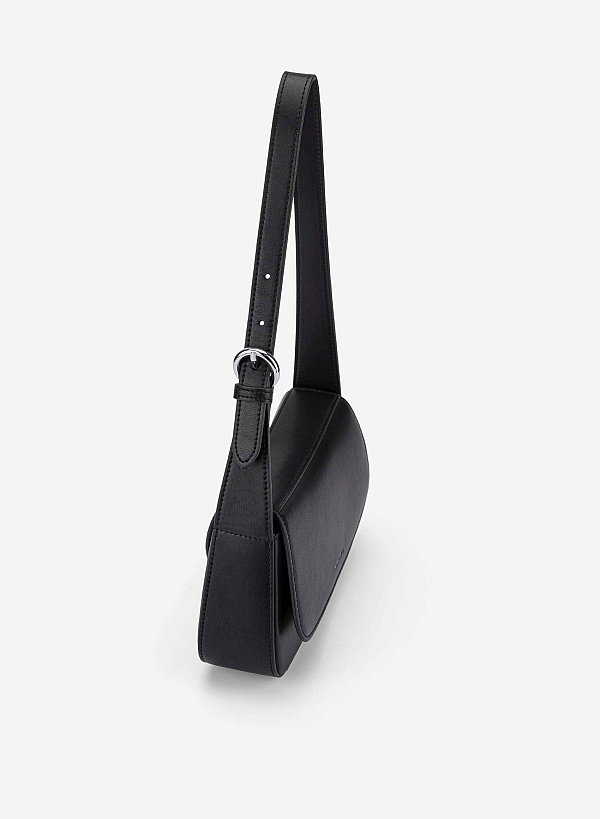 Leather Hobo Shoulder Bag - SAC 0338 - Black - VASCARA