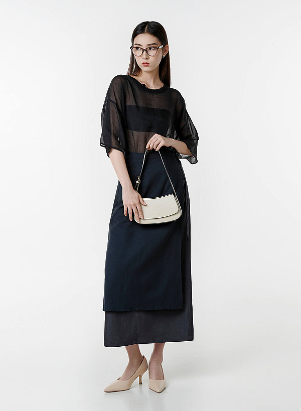 Leather Hobo Shoulder Bag - SAC 0338 - Black - VASCARA