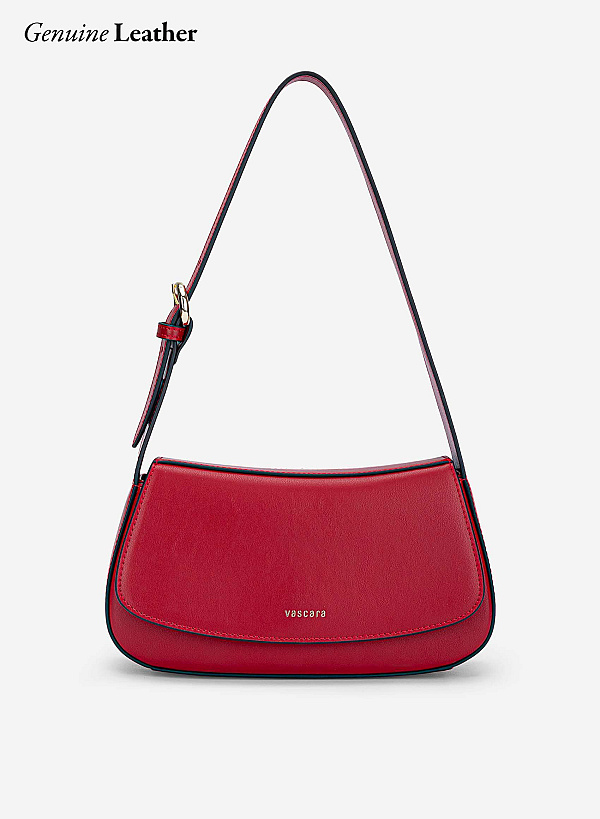 Leather Hobo Shoulder Bag - SAC 0338 - Bordeaux
