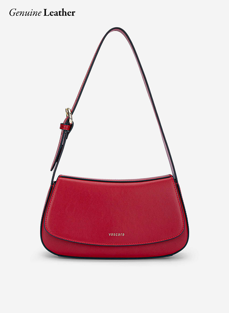 Leather Hobo Shoulder Bag - SAC 0338 - Bordeaux - vascara.com