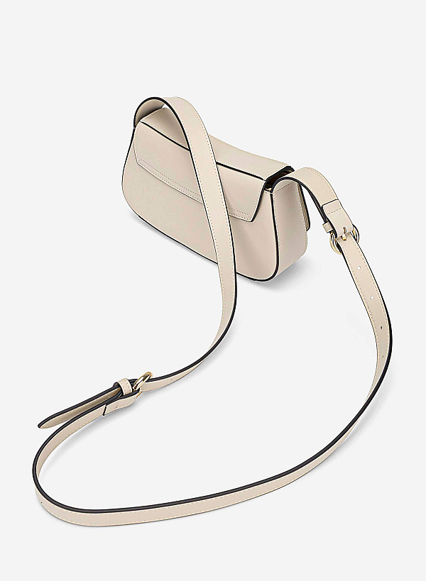 Leather Hobo Shoulder Bag - SAC 0338 - Cream - VASCARA