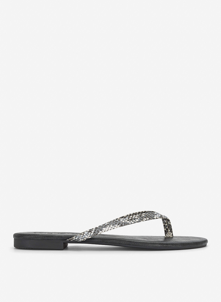 Leopard-Print Strap Flip-Flops - FLI 0213 - Gray - vascara.com