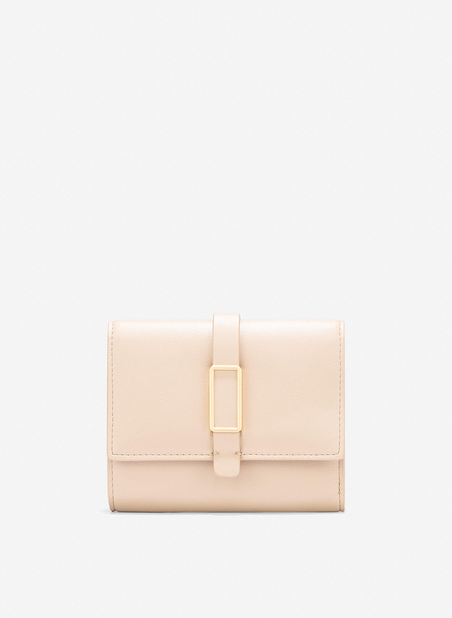 Lock Décor Mini Wallet - WLL 0298 - Beige - vascara.com