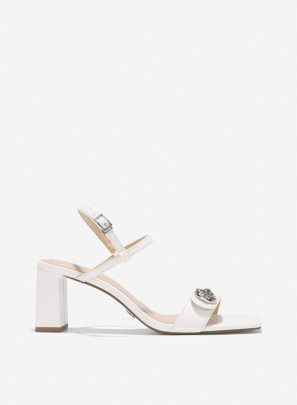 Lock Décor Sandals - PUM 0791 - White