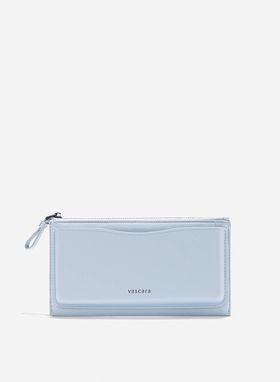Long Edged Trim Accent Wallet - WLL 0295 - Light Blue - vascara.com