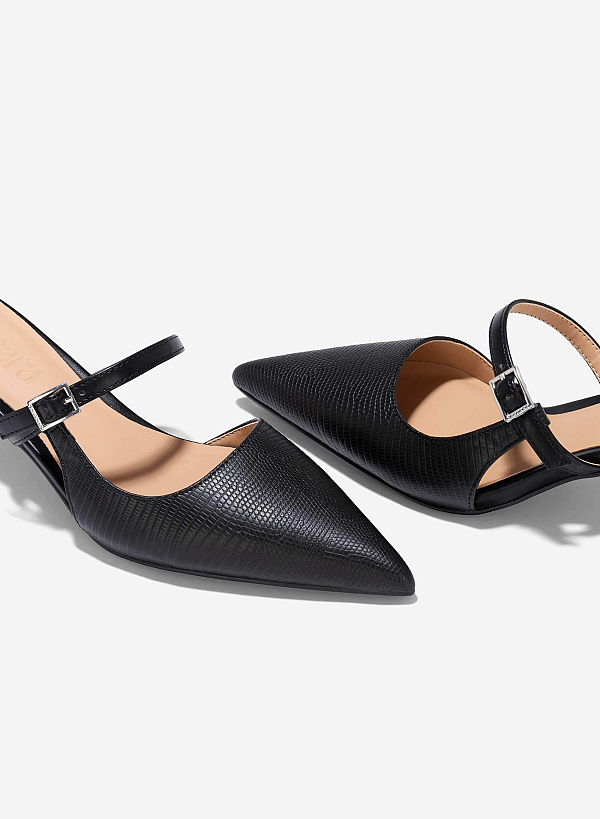 Mary Jane Cut-Out Mules - MUL 0208 - Black - VASCARA