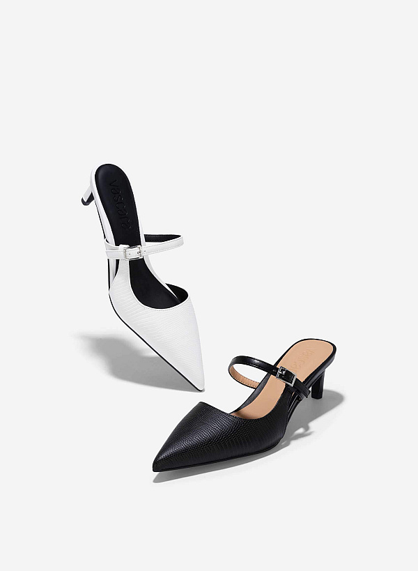 Mary Jane Cut-Out Mules - MUL 0208 - Black - VASCARA