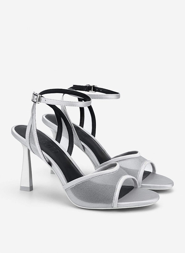Mesh High Heel Sandals - PUM 0813 - Gray - VASCARA