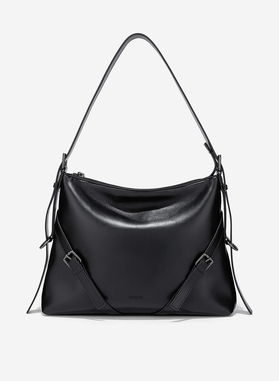 Metal Buckle Shoulder Bag - TTE 0175 - Black - vascara.com