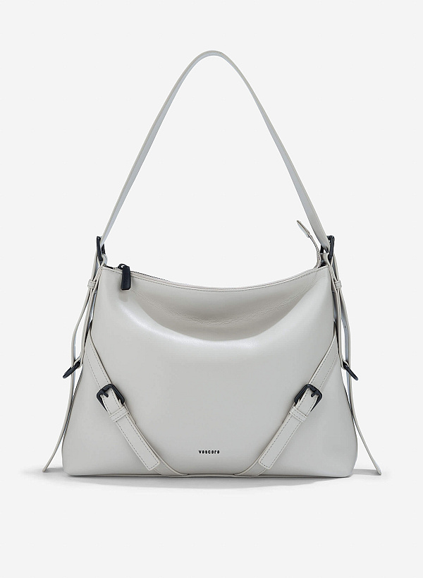 Metal Buckle Shoulder Bag - TTE 0175 - Light Gray