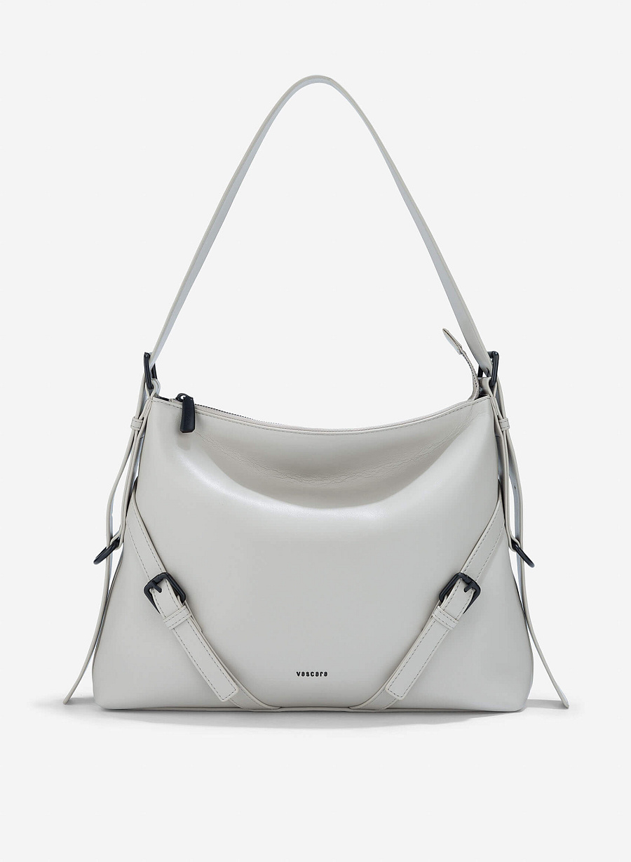 Metal Buckle Shoulder Bag - TTE 0175 - Light Gray - vascara.com