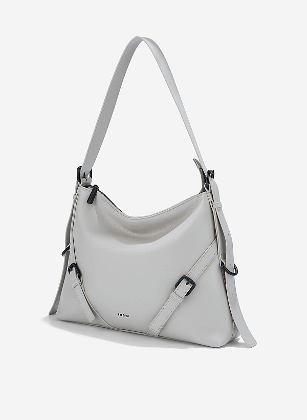 Metal Buckle Shoulder Bag - TTE 0175 - Light Gray - VASCARA