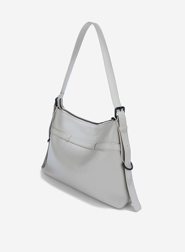 Metal Buckle Shoulder Bag - TTE 0175 - Light Gray - VASCARA