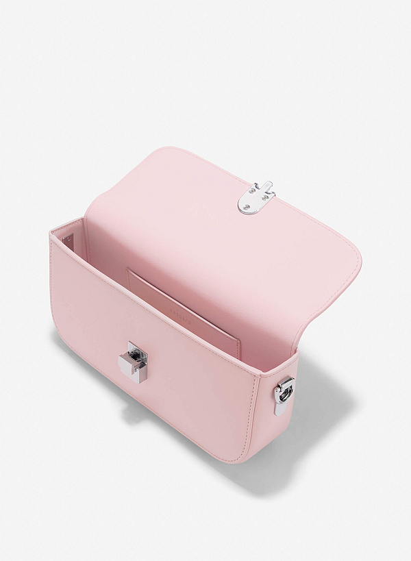 Metal Clasp Handbag - MES 0254 - Light Pink - VASCARA